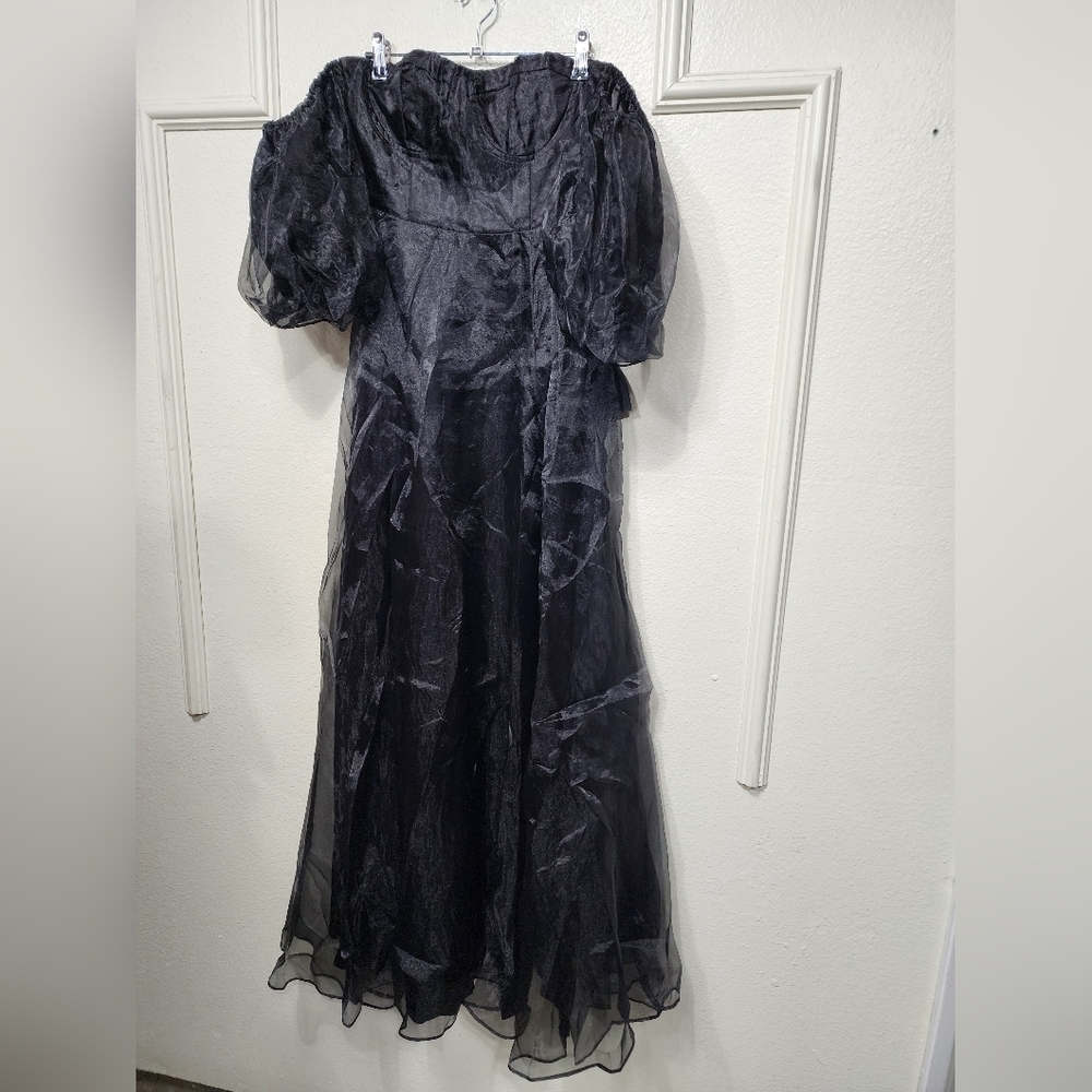 Lulus True Excellence Black Bustier Off-the-Shoulder Gown S Wedding Partt Formal - Picture 7 of 10